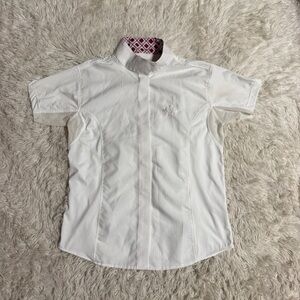 Women’s Large White Equine Couture Short Sleeve Horseback Riding Show Shirt